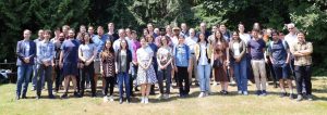 Group photo of part of the ATLAS-Canada team taken at a workshop at TRIUMF July 2023